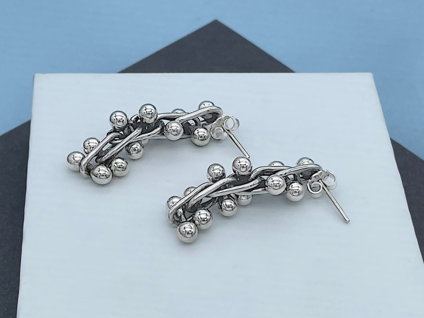 Peppercorn Sterling Silver Stud Drop Earrings