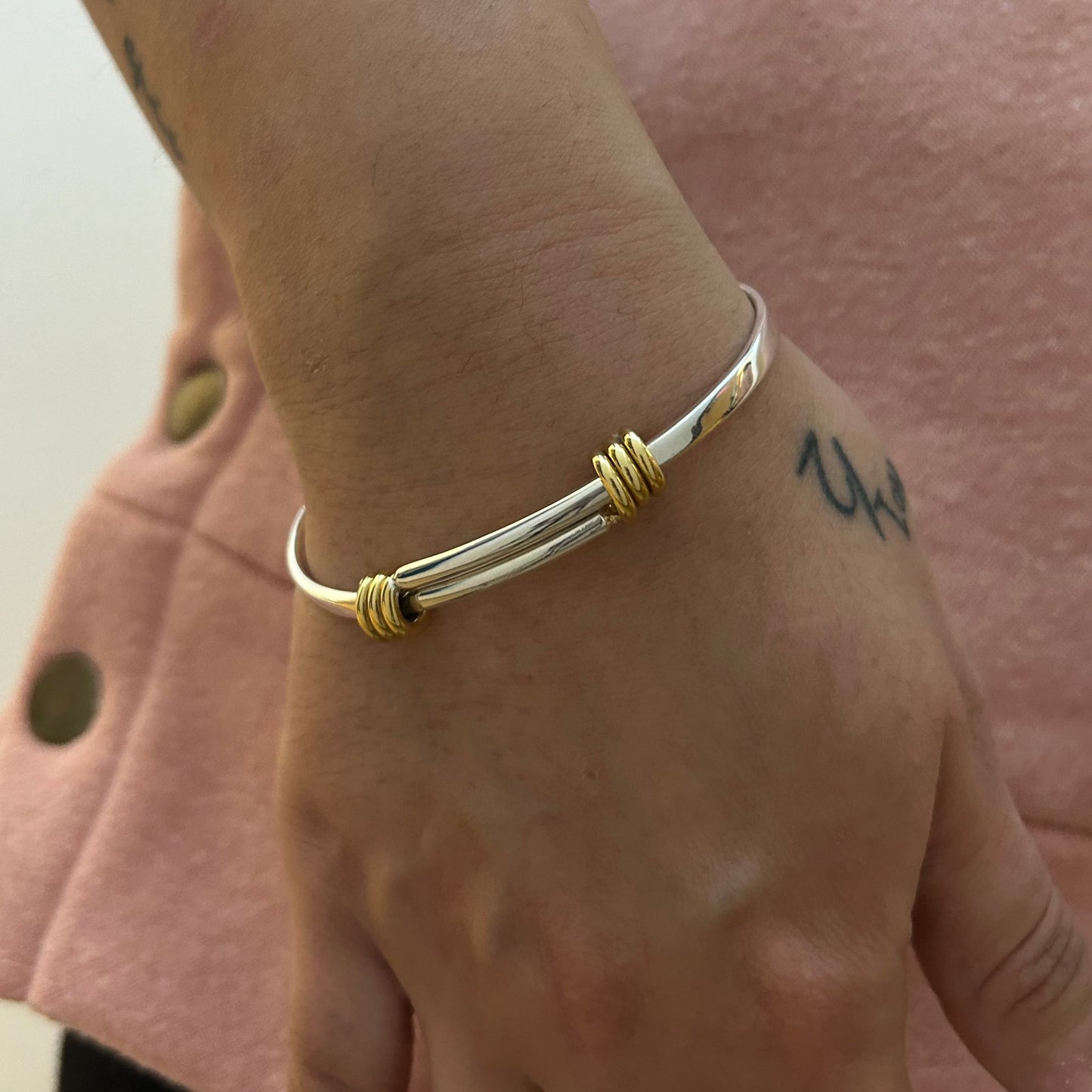Springback Silver Bangle Gold Vermeil Coils