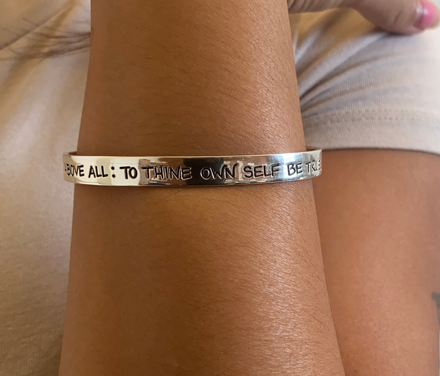 Shakespeare Quotation Silver Cuff Bangle