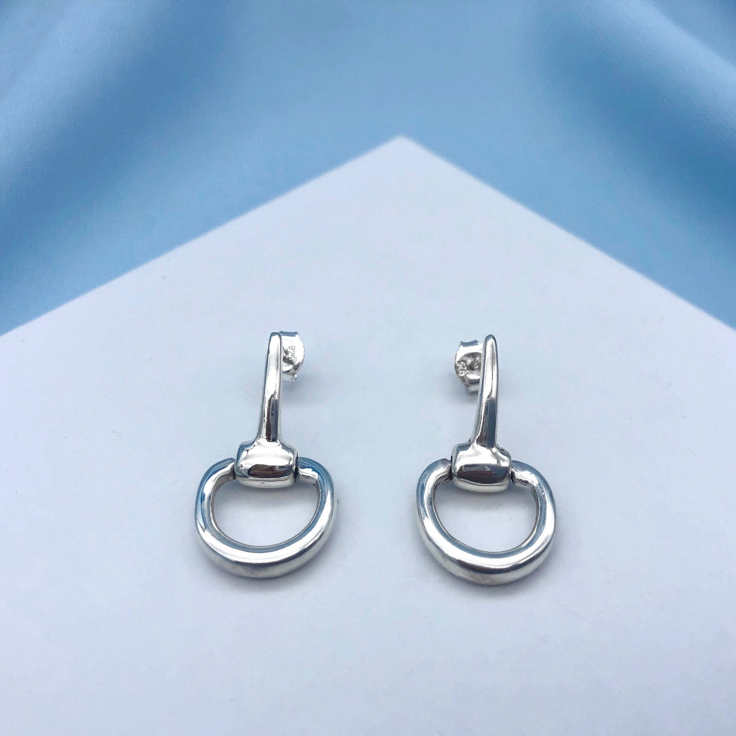 Snaffle Horse Bit Sterling Silver Stud Earrings