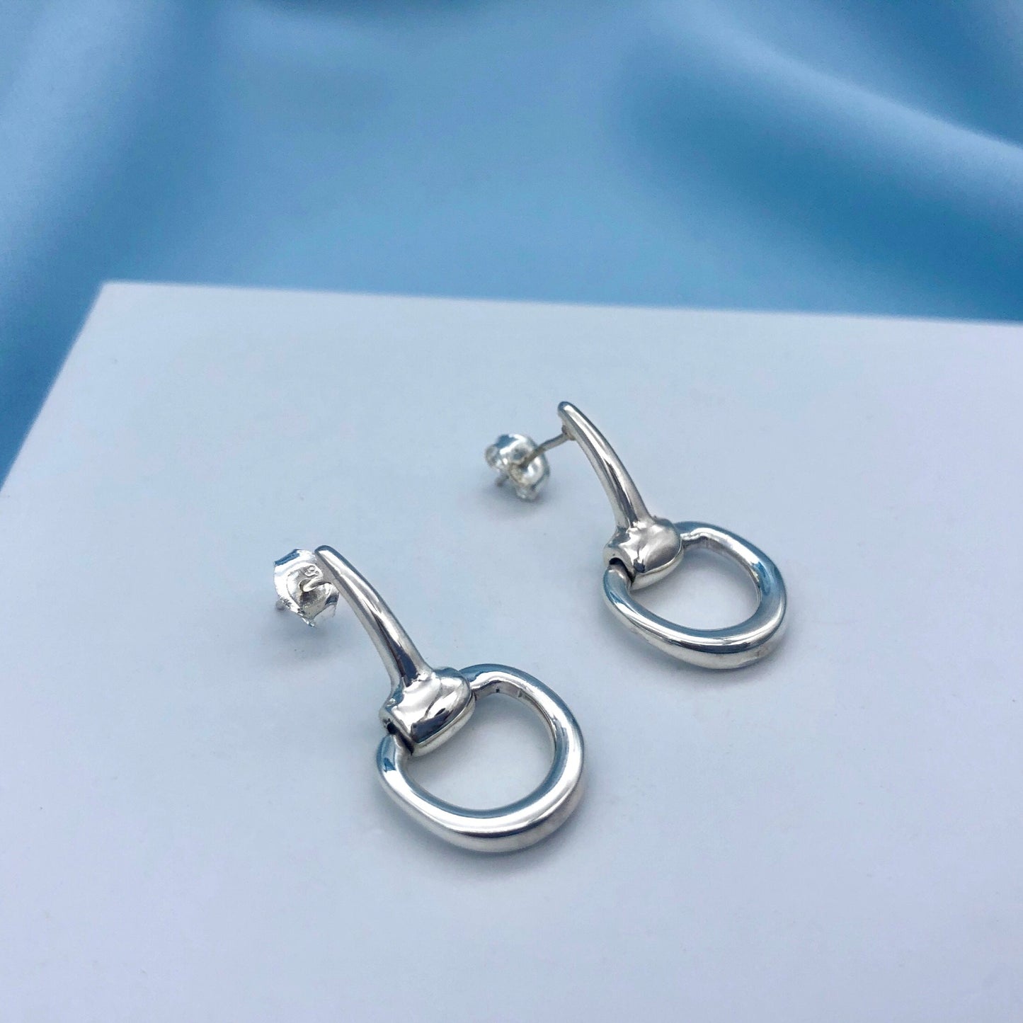 Snaffle Horse Bit Sterling Silver Stud Earrings