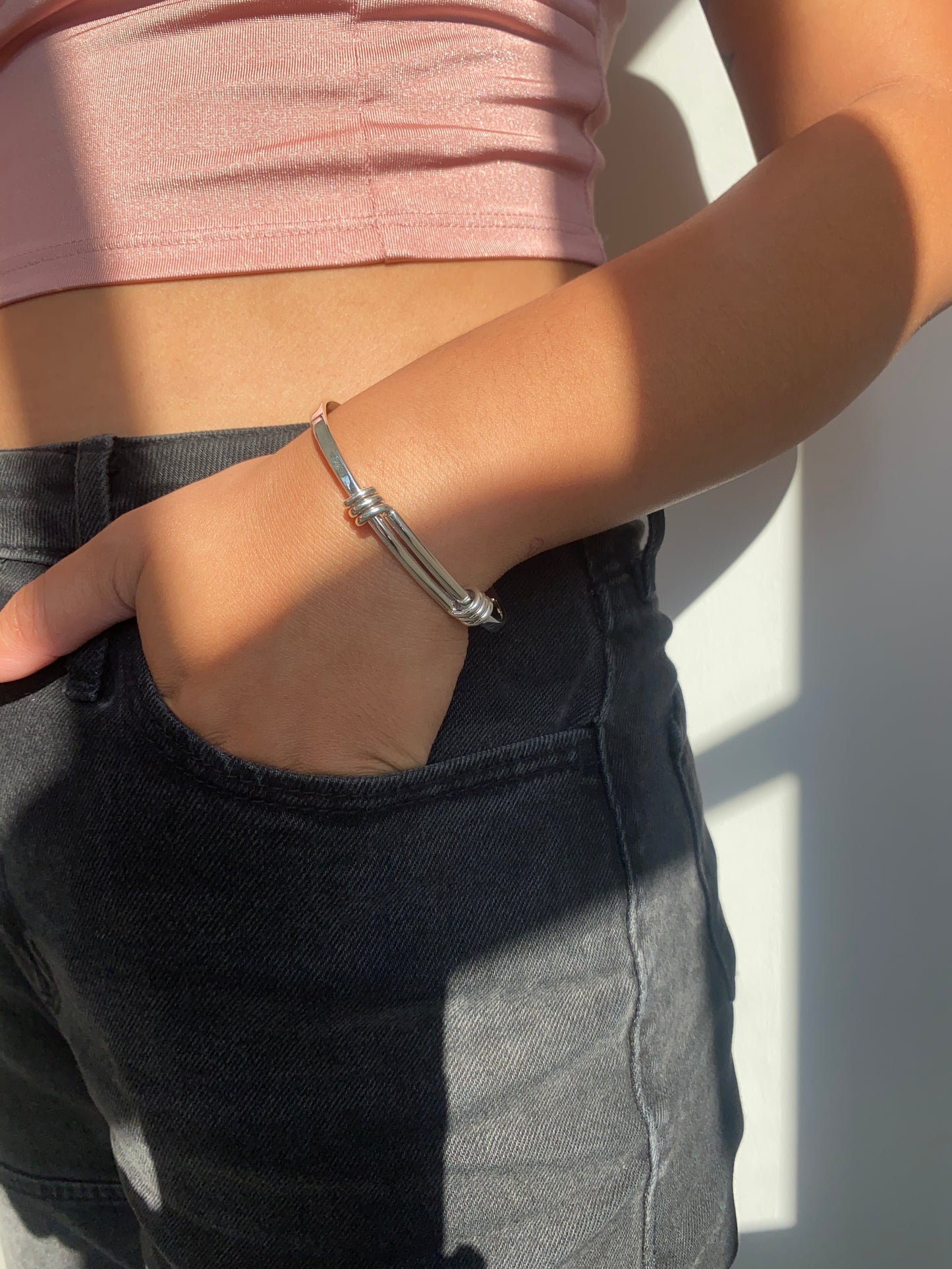 Springback Silver Bangle for Ladies Standard Wrist