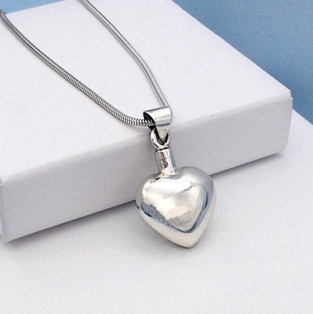 Sterling Silver Urn Self-fill Heart Cylinder Cremation Ashes Pendant Ashes Jewellery Memorial Ashes Jewelry Cremation Ash Jewelry Urn