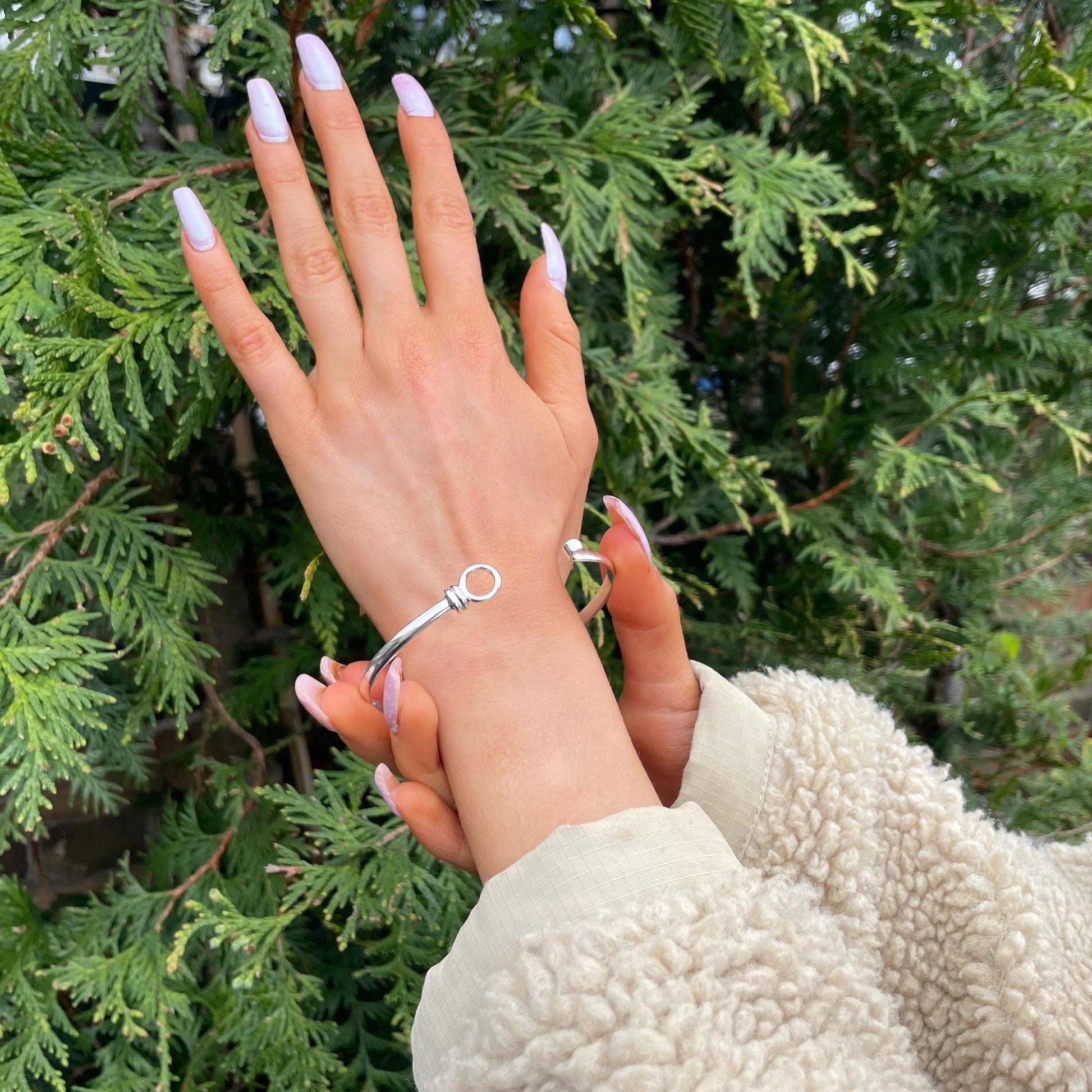 Large Size Silver Bangle Personalized Silver Bracelet 40th Birthday Gift Large Wrist Birthday Gift for Her Exam Pass Jewelry for Mother