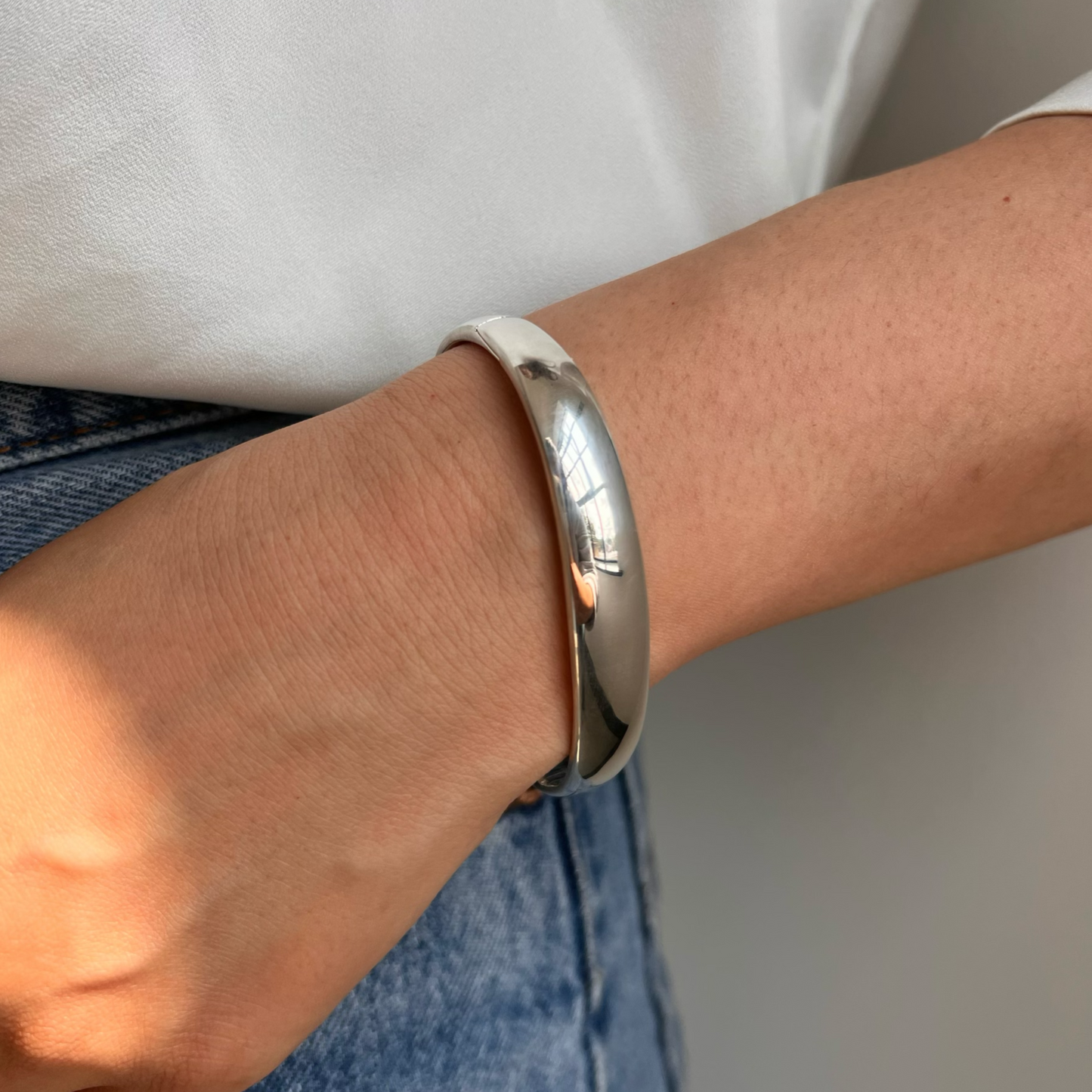 Pacman Silver Bangle for Small Wrist