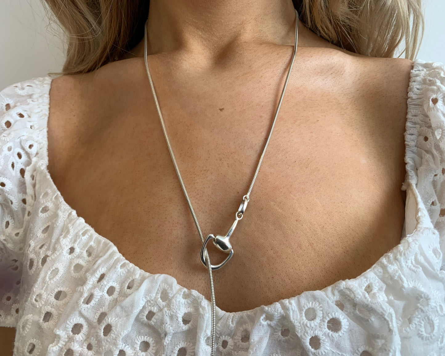 Snaffle Bit Sterling Silver Lariat Y Necklace