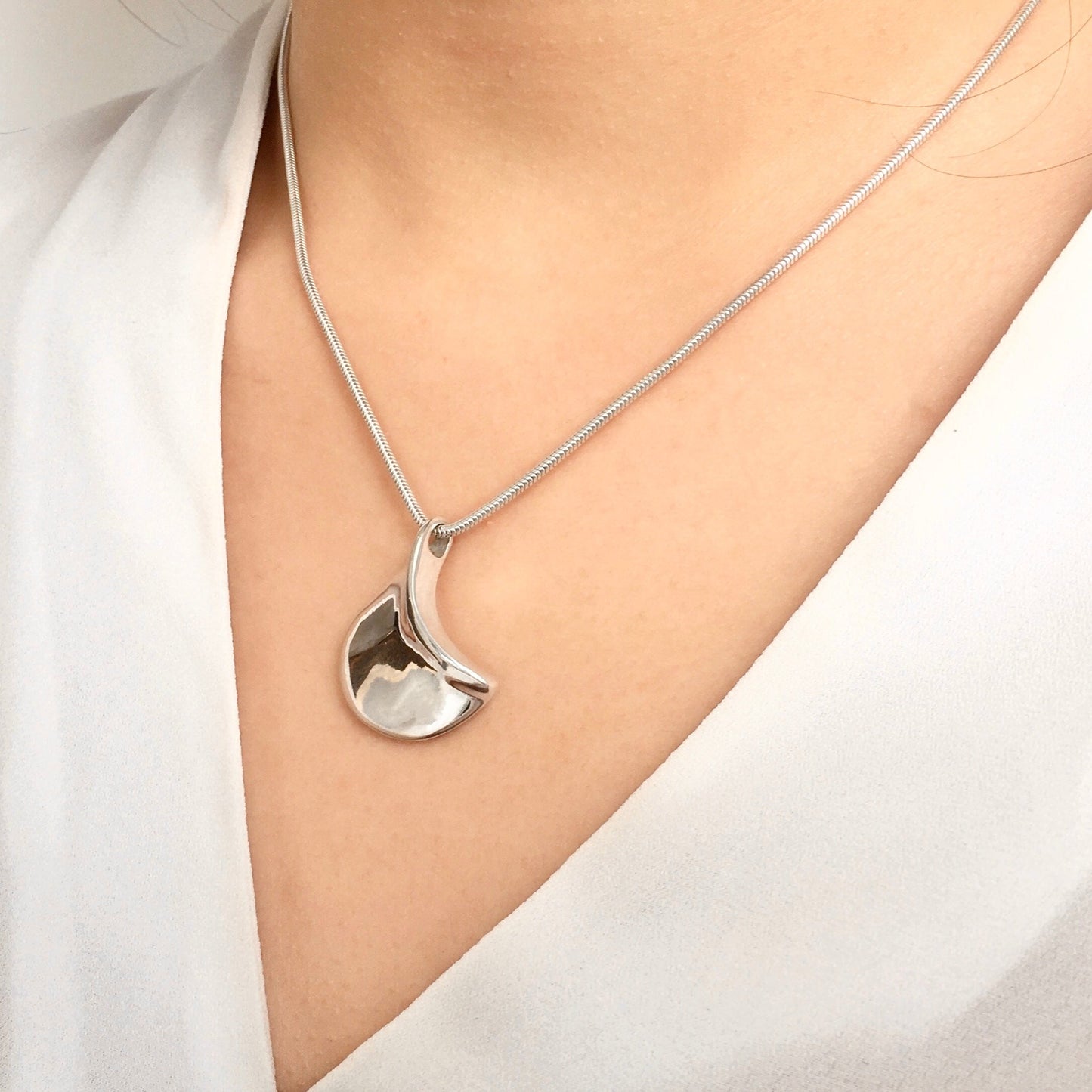 Crescent Moon Sterling Silver Pendant