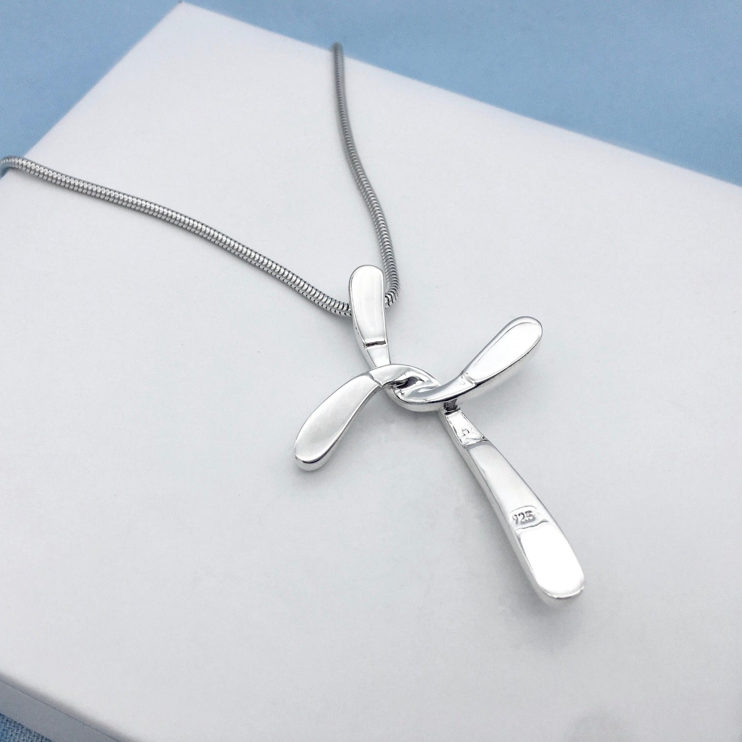 Curvy X Sterling Silver Modern Cross Pendant