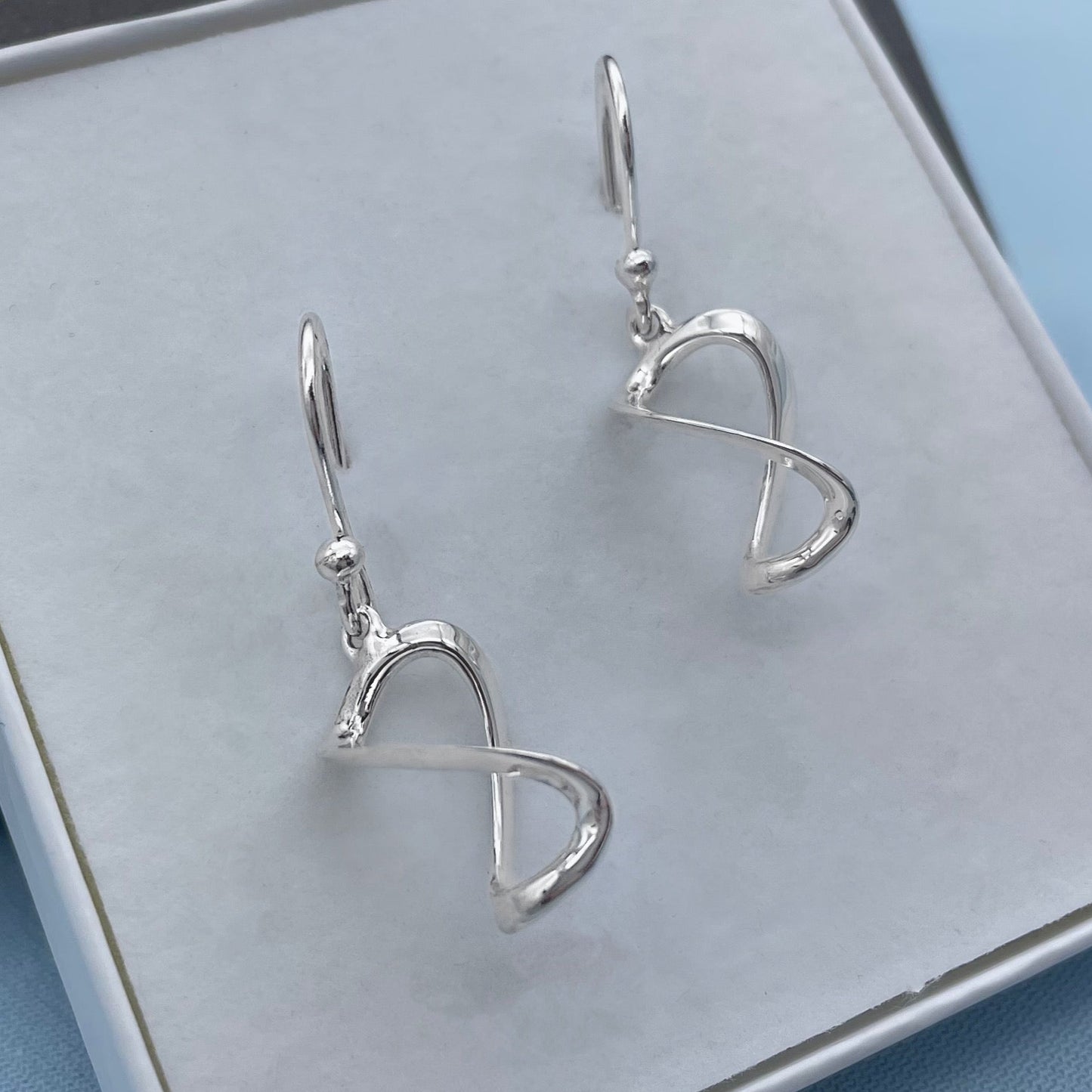 DNA Oval Wavy Sterling Silver Drop Earrings