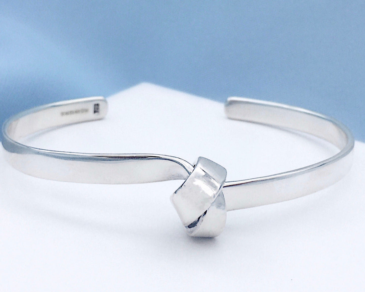 Flat Knot Silver Cuff Bangle - Large