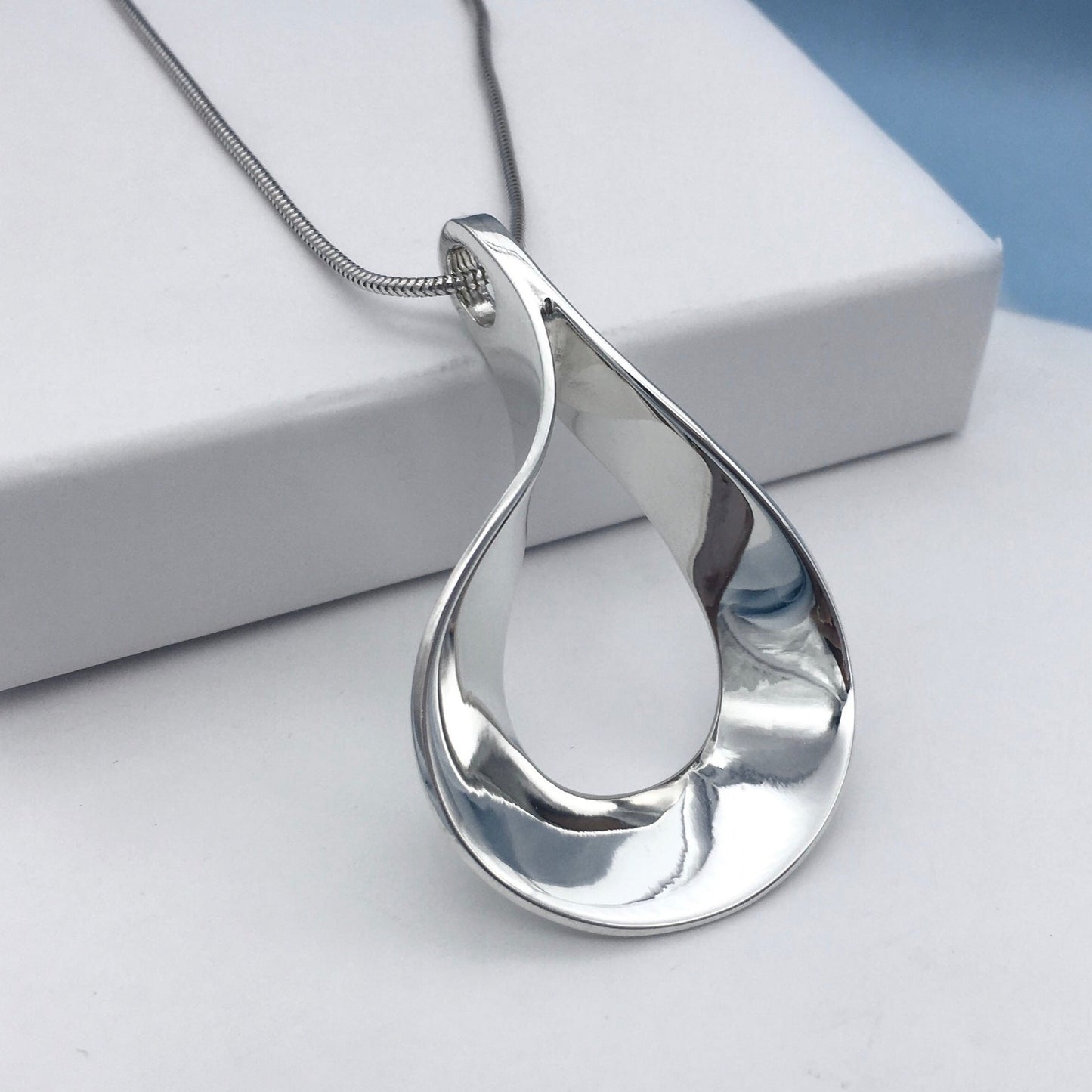 Flat Teardrop Sterling Silver Pendant