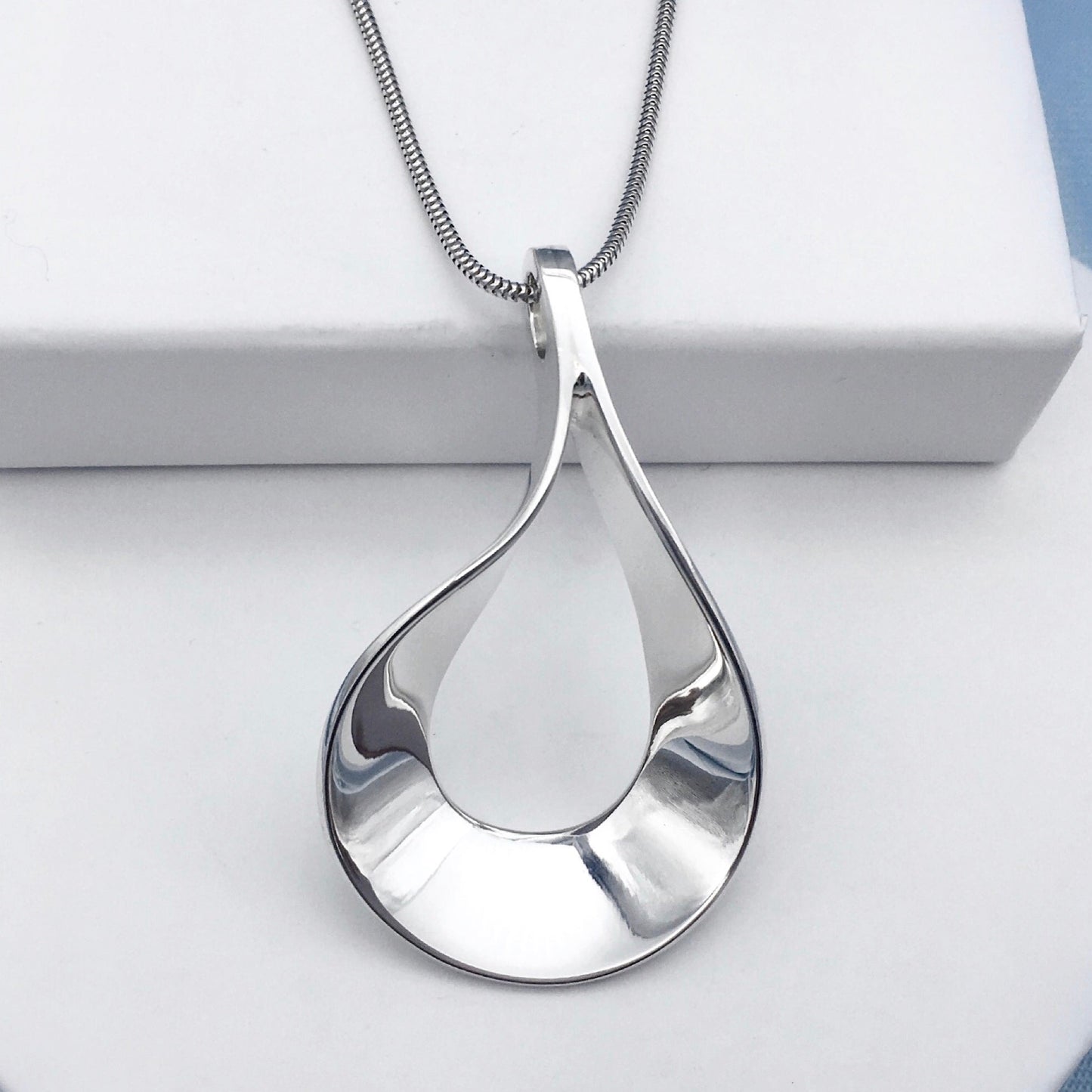 Flat Teardrop Sterling Silver Pendant