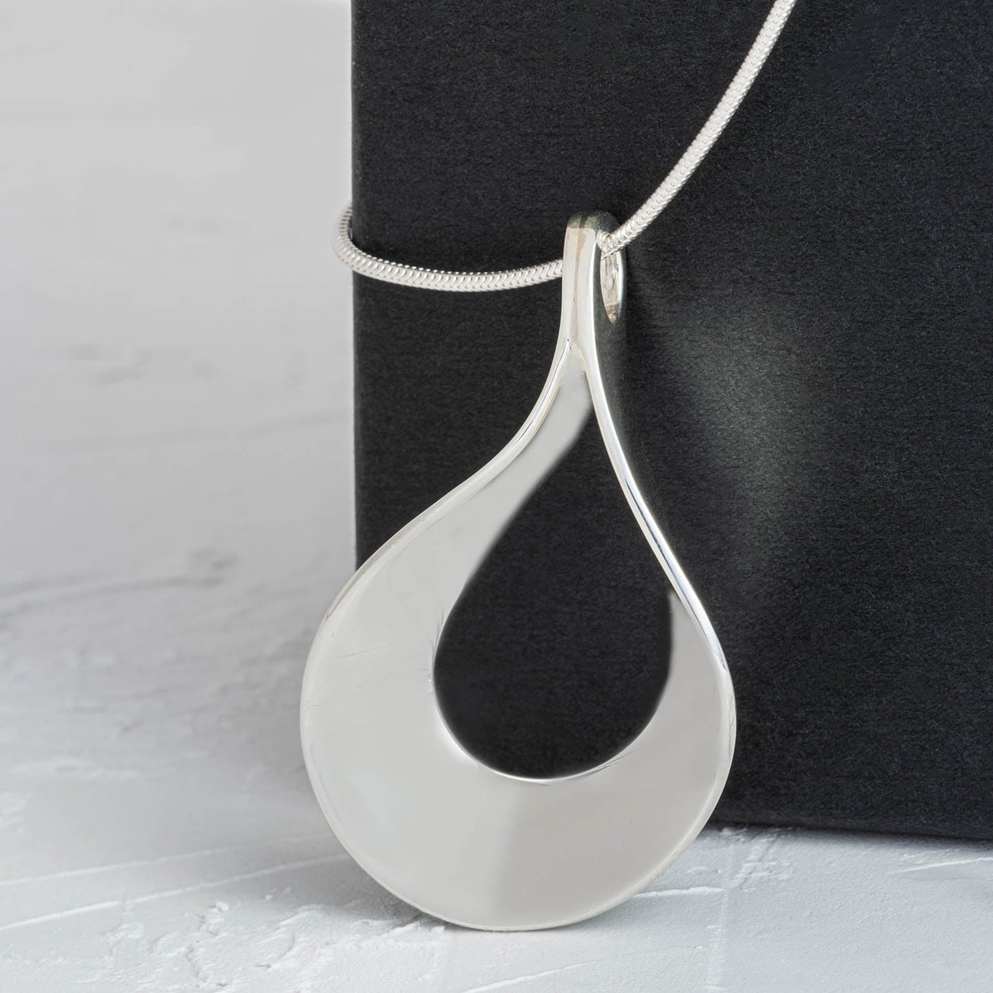 Flat Teardrop Sterling Silver Pendant