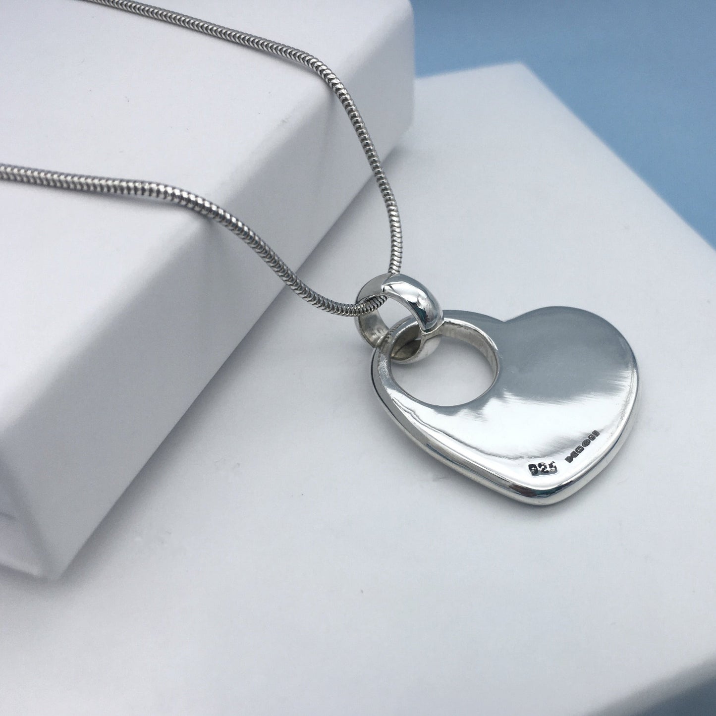 Large Solid Sterling Silver Heart Pendant