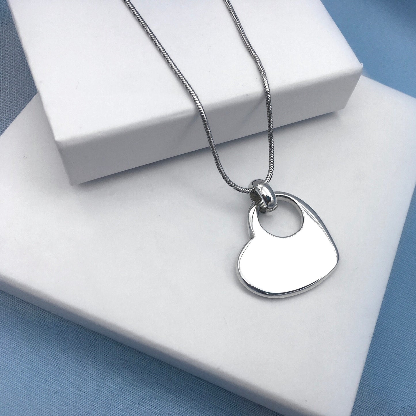 Large Solid Sterling Silver Heart Pendant