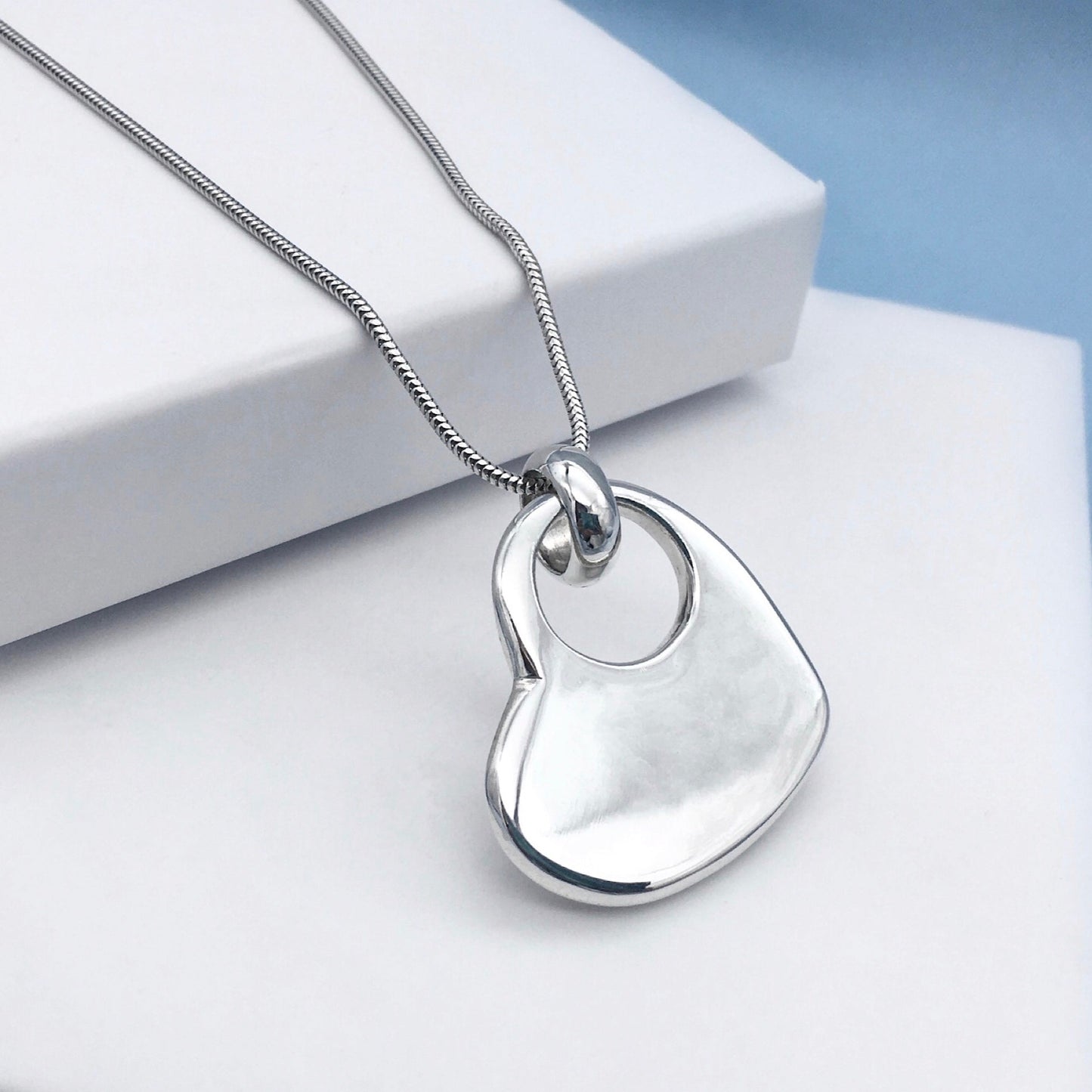 Large Solid Sterling Silver Heart Pendant