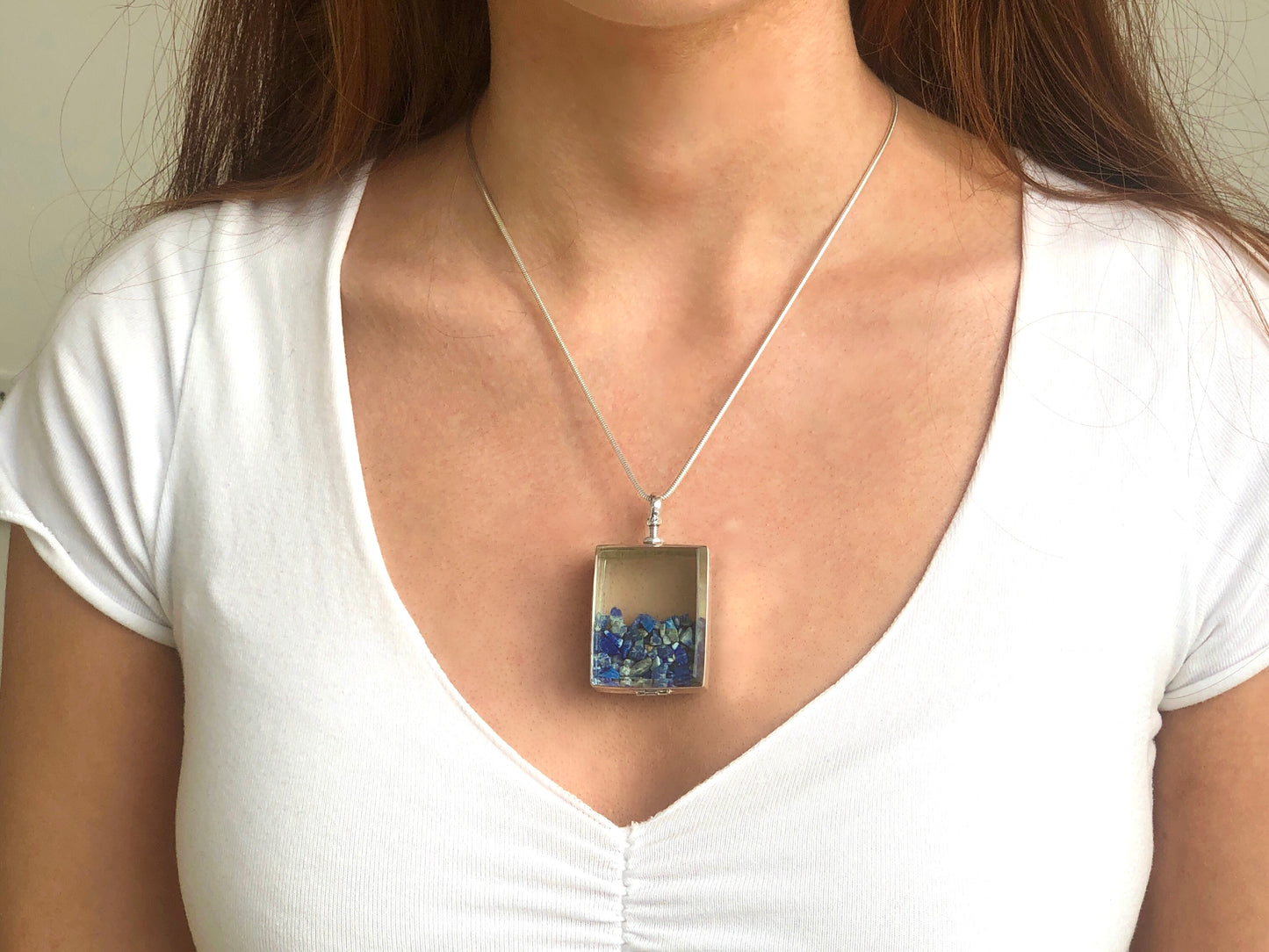 Rectangle Silver and Glass Deep Locket