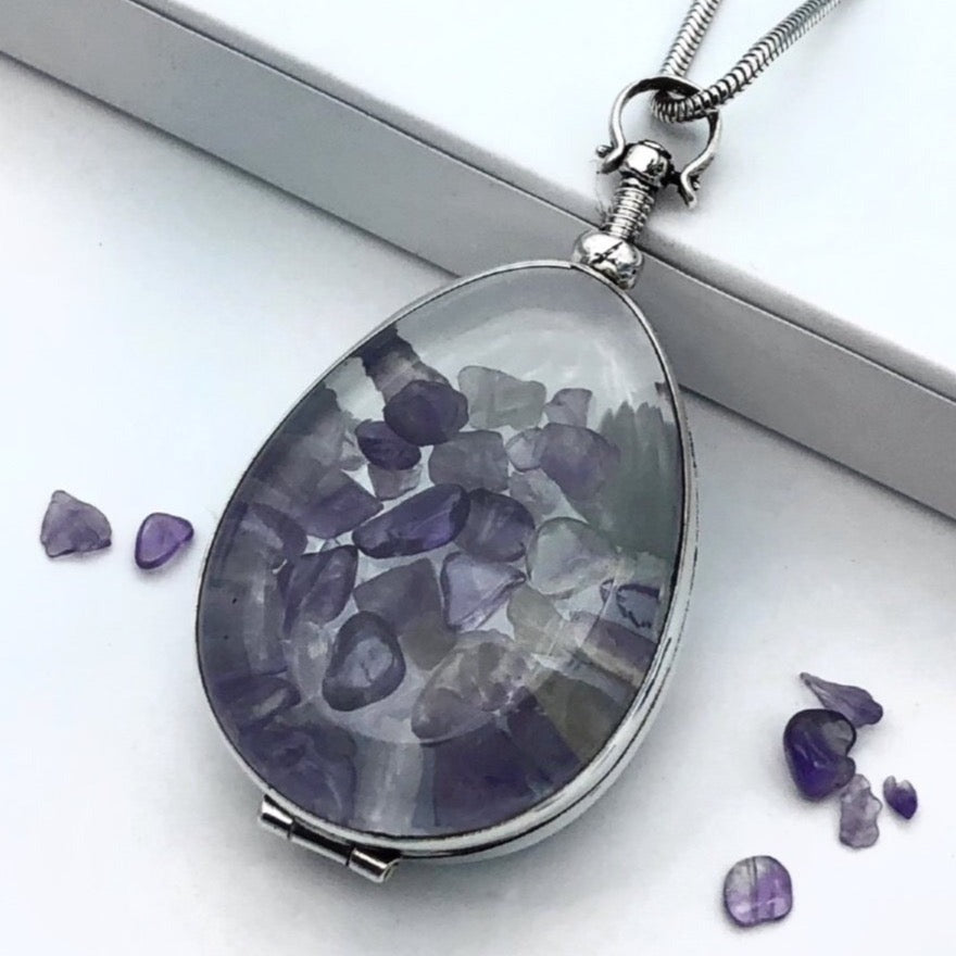 large deep teardrop locket with 5mm void for gemstones