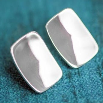 Rectangle Shield Shapes Sterling Silver Stud Handmade Earrings - Mon Bijoux - Mon Bijoux