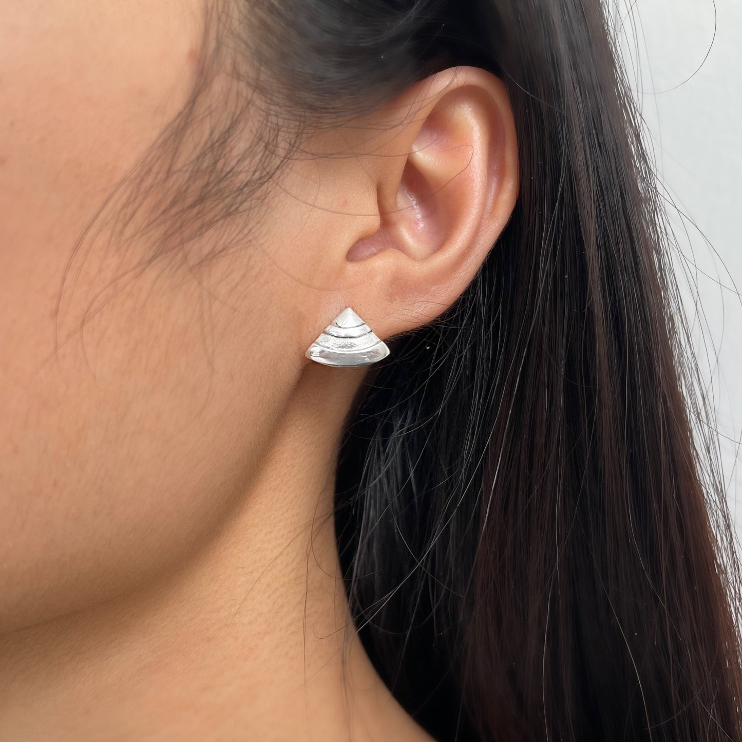 Mini Fan Sterling Silver Stud Earrings