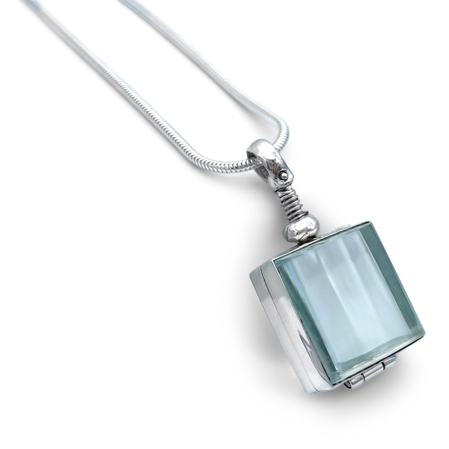 Square Silver Locket Pendant by Mon Bijoux