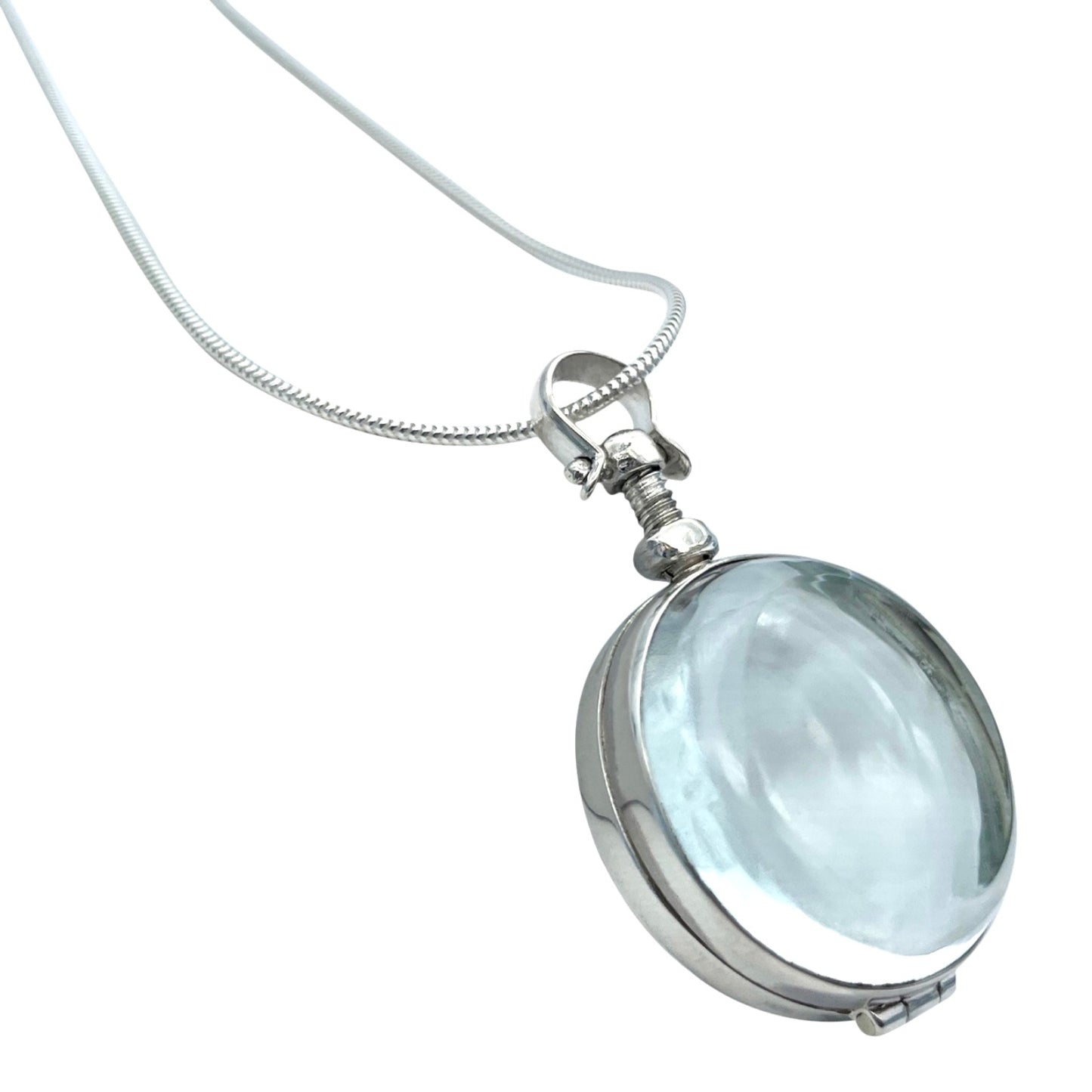 medium glass locket on 1.6mm silver snake chain