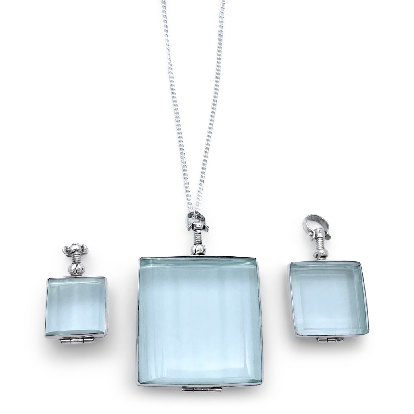 Square Silver Locket Pendant by Mon Bijoux