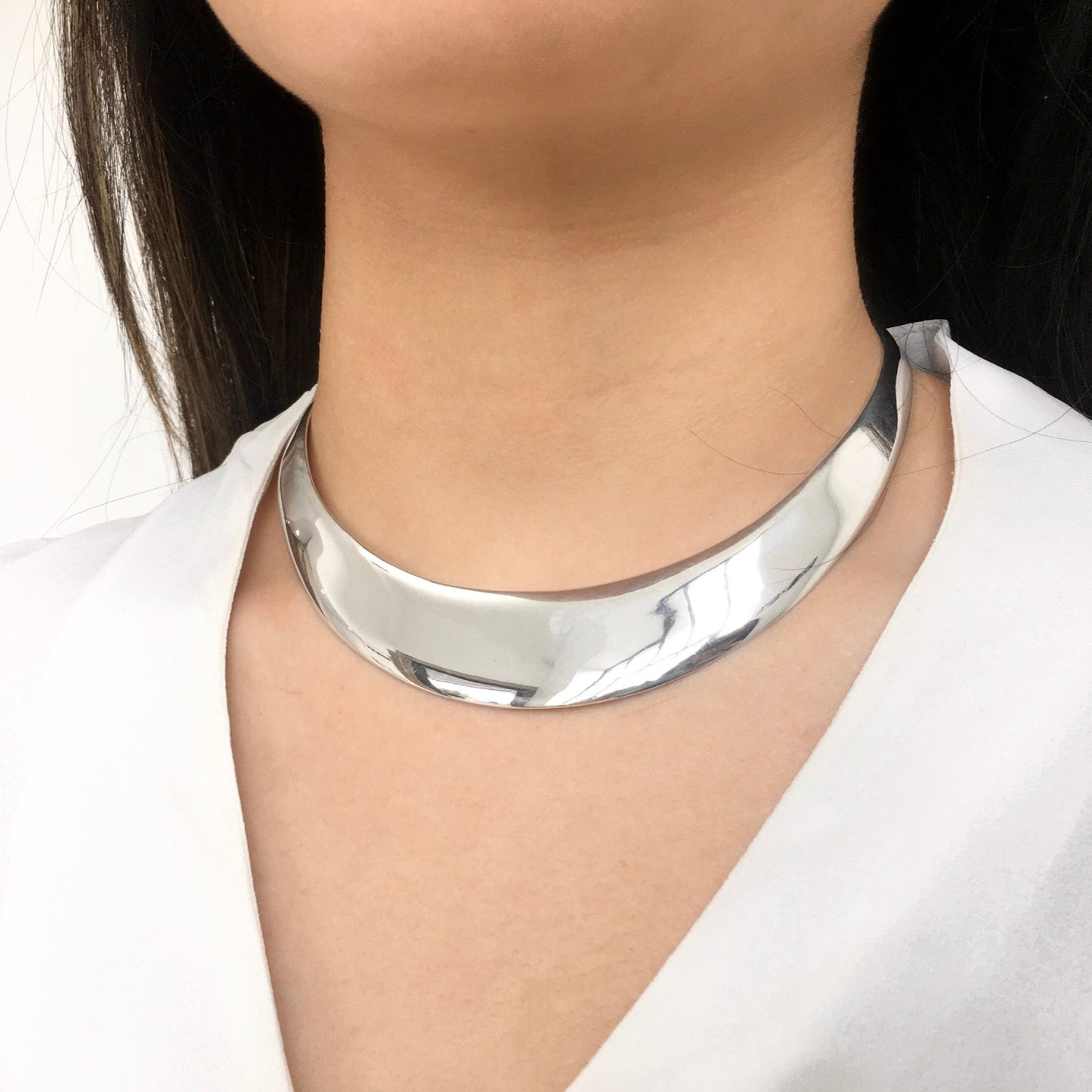 Silver Choker Collar Necklace - 16mm