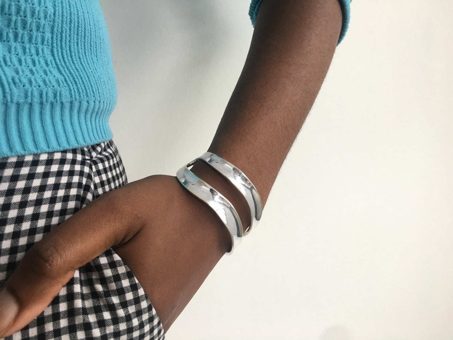 Thick Double Stripe Cuff Bracelet Bangle