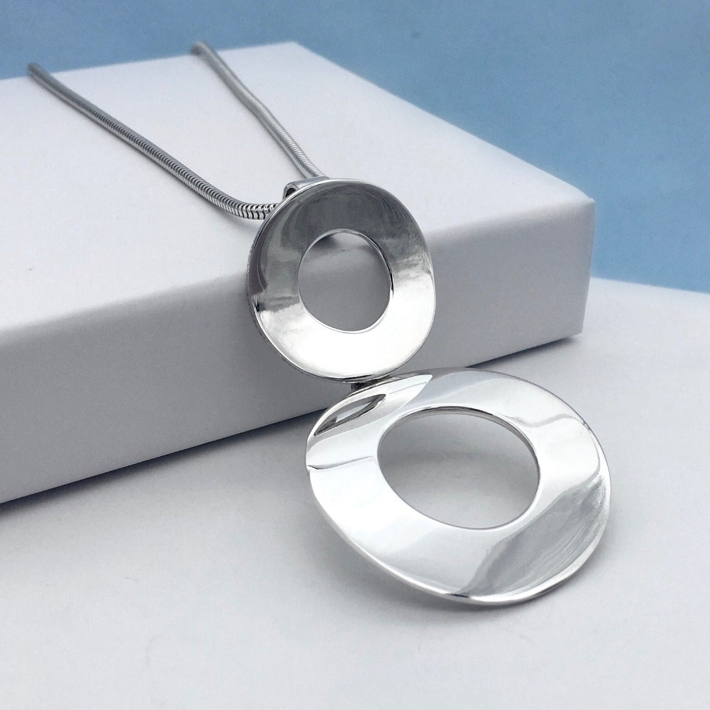 Two Circles Handmade Sterling Silver Pendant