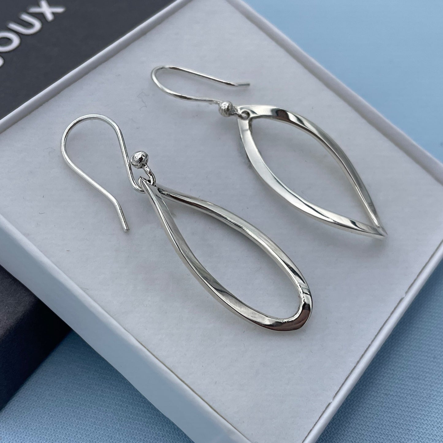 Dangle Open Sterling Silver Drop Earrings