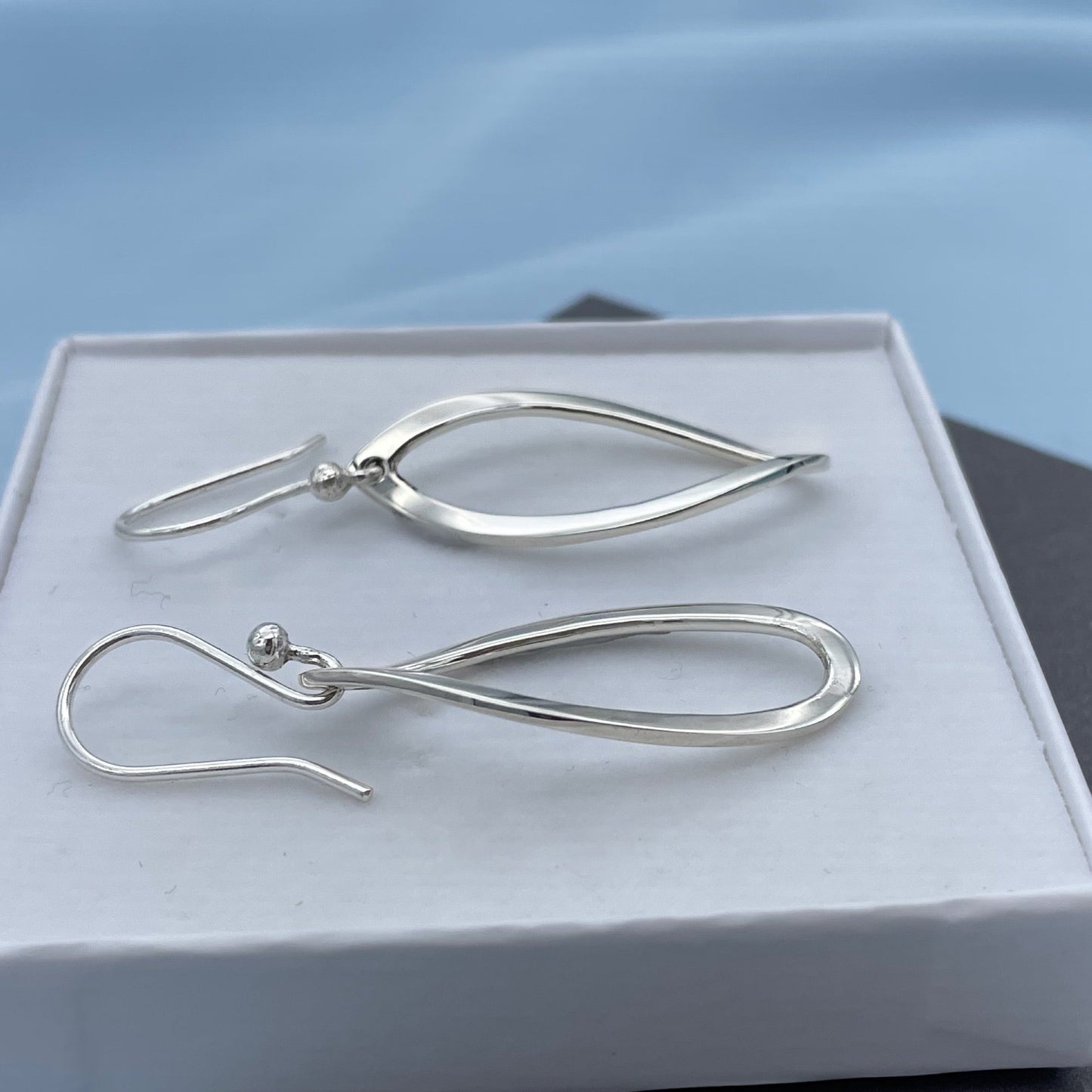 Dangle Open Sterling Silver Drop Earrings