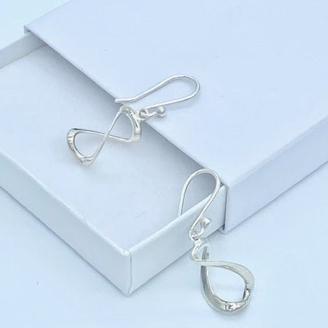 DNA Oval Wavy Sterling Silver Drop Earrings