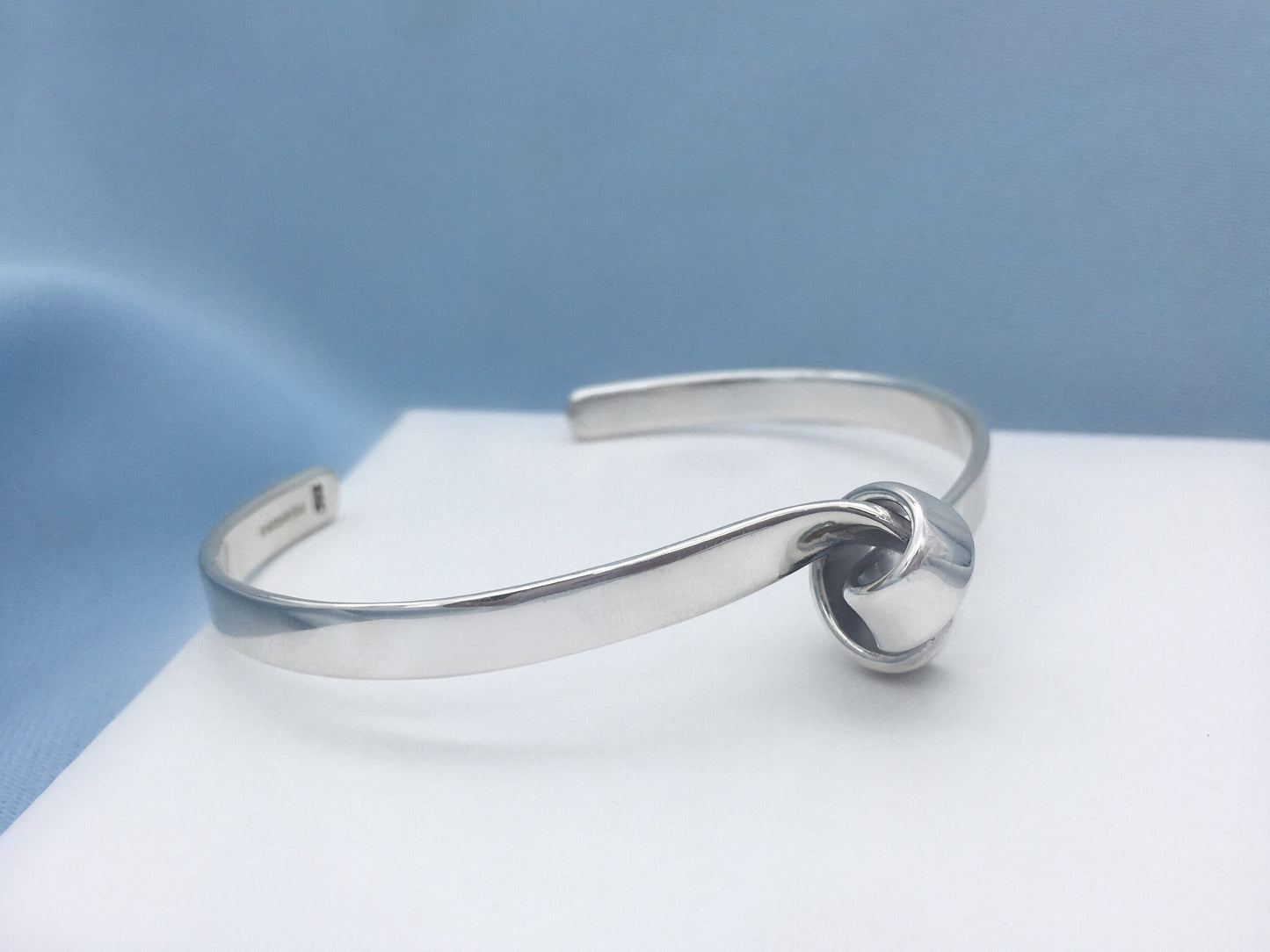 Flat Knot Silver Cuff Bangle - Large