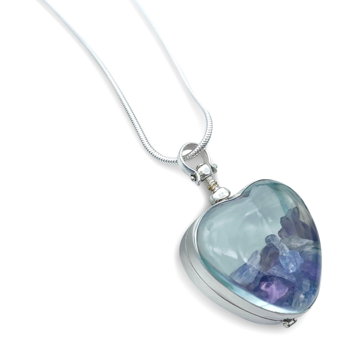 Silver Heart Locket for Gemstones