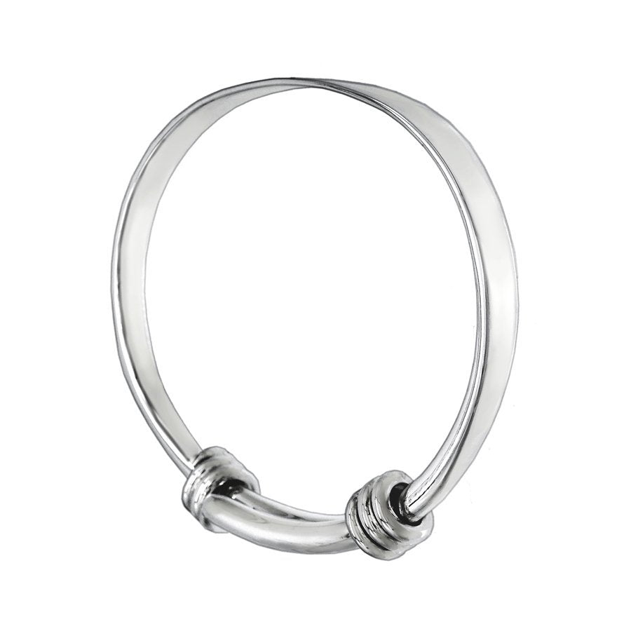 Unisex Spring Back Solid Silver Bangle - XL - Mon Bijoux - Mon Bijoux