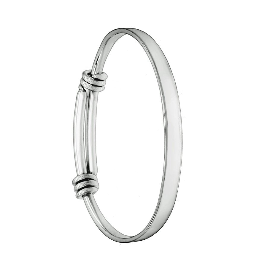 Unisex Spring Back Solid Silver Bangle - XL - Mon Bijoux - Mon Bijoux