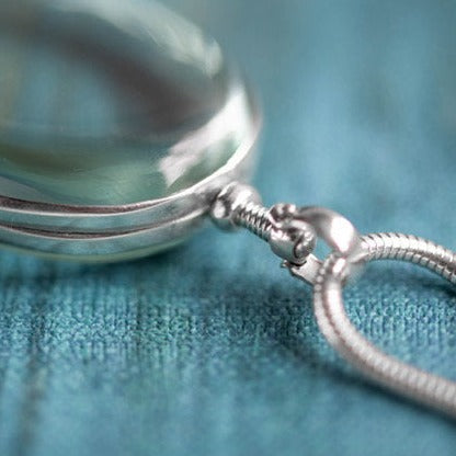 Silver Glass Photo Locket Oval - Mon Bijoux