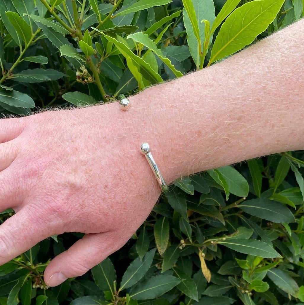 Fathers Day Gift Large Silver Cuff Bangle Sterling Silver Bangle for Men Chunky Bracelet Personalized Cuff Bangle  Large Size Cuff Bangle