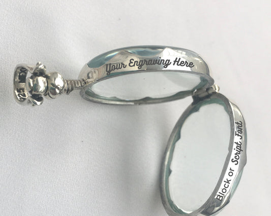 Engraved Personalised Oval Glass Locket by LY Lockets