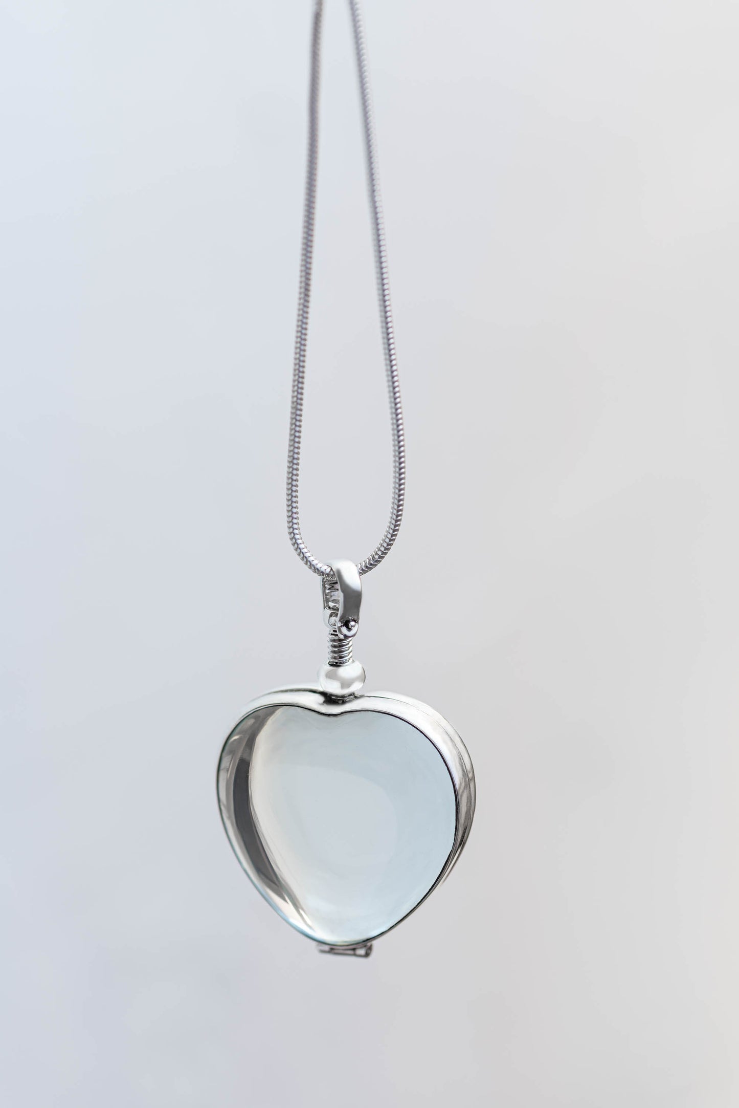 Silver Glass Photo Locket Heart