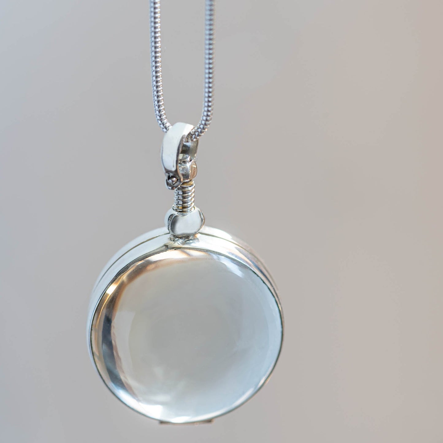 Silver Glass Photo Locket Circle