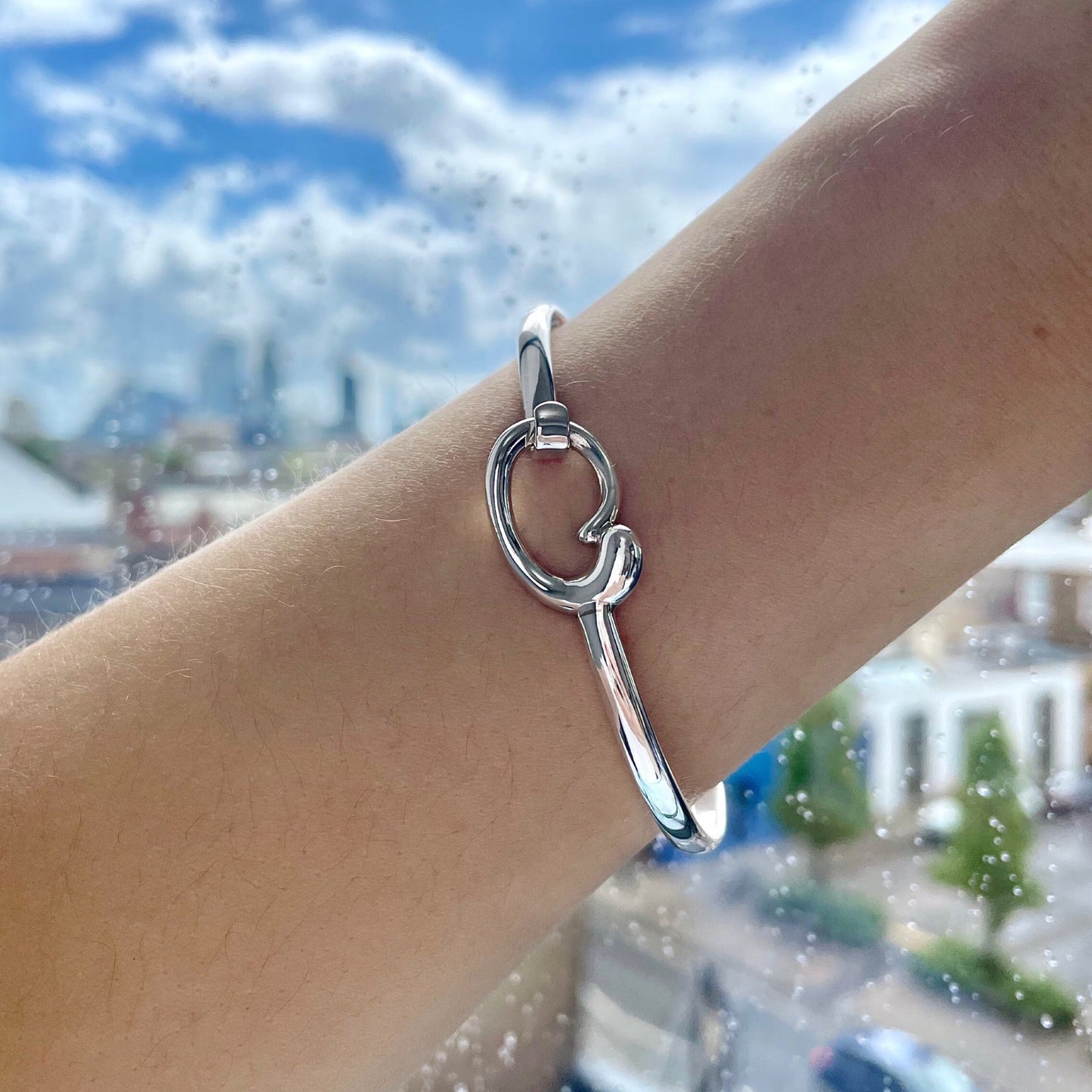 Mother and Baby Sterling Silver Bangle Bracelet
