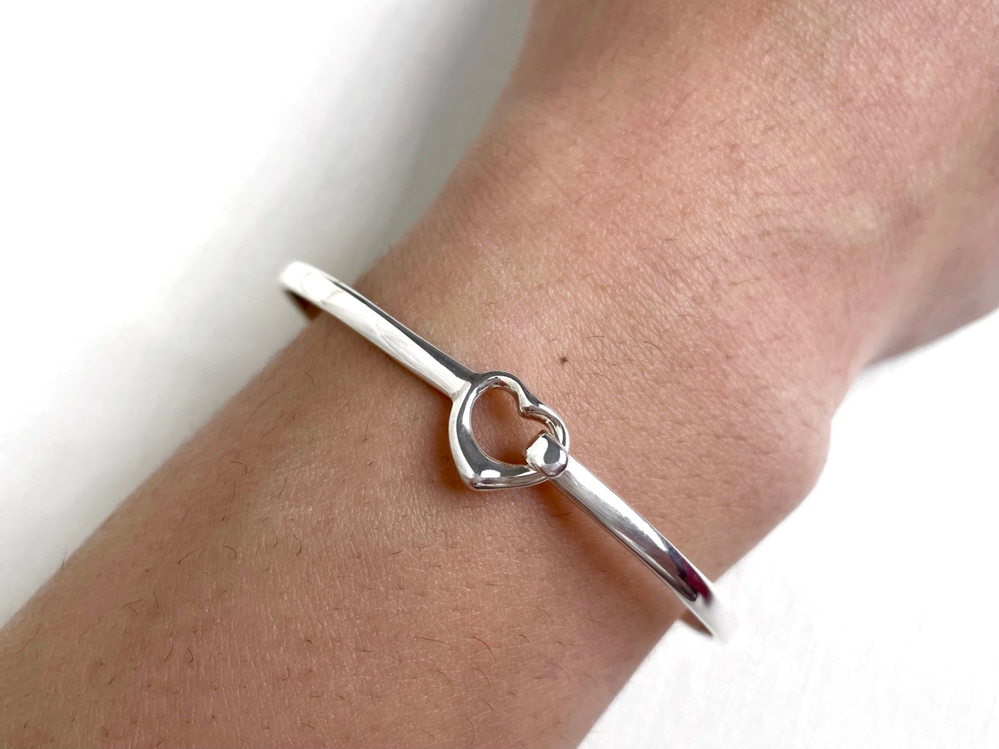 Silver Heart Bangle for Tiny Wrist