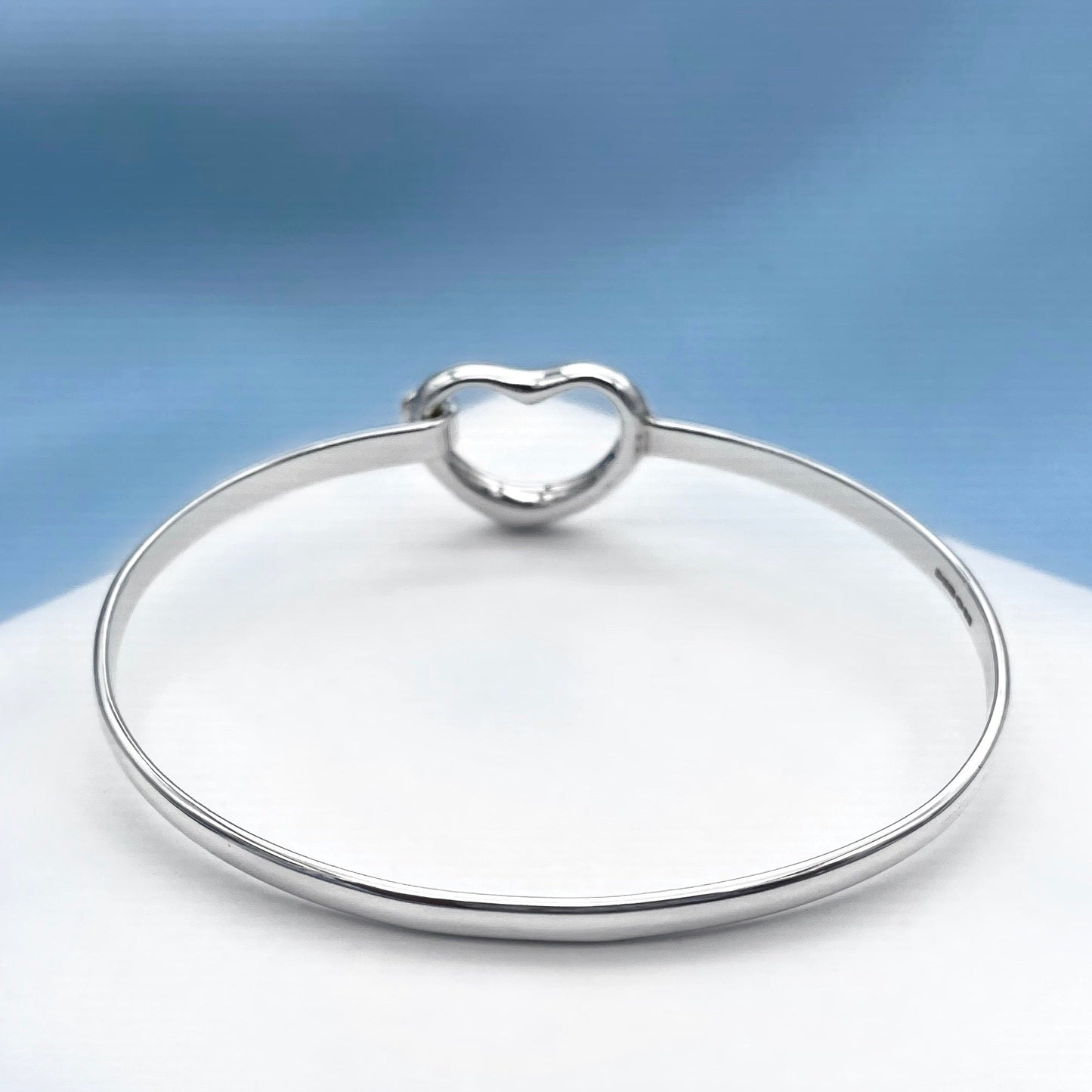 Large Open Heart Silver Small Wrist Bangle