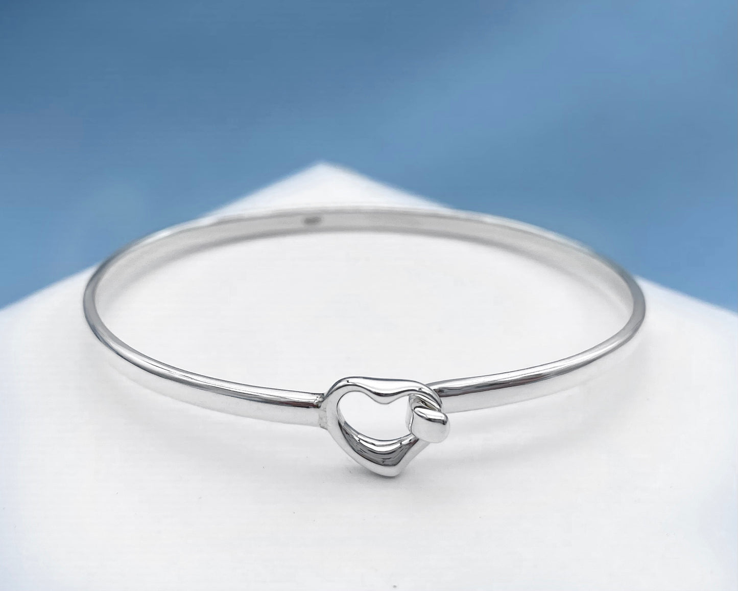 Silver Heart Bangle for Tiny Wrist