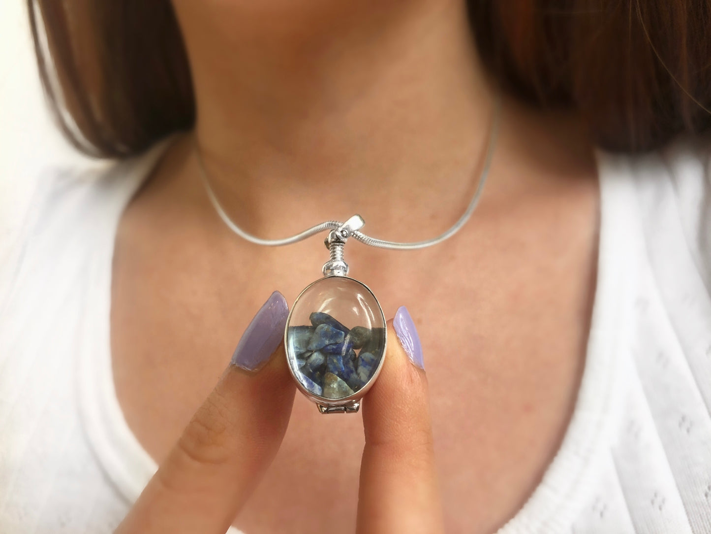 Silver Glass Locket Pendants from London