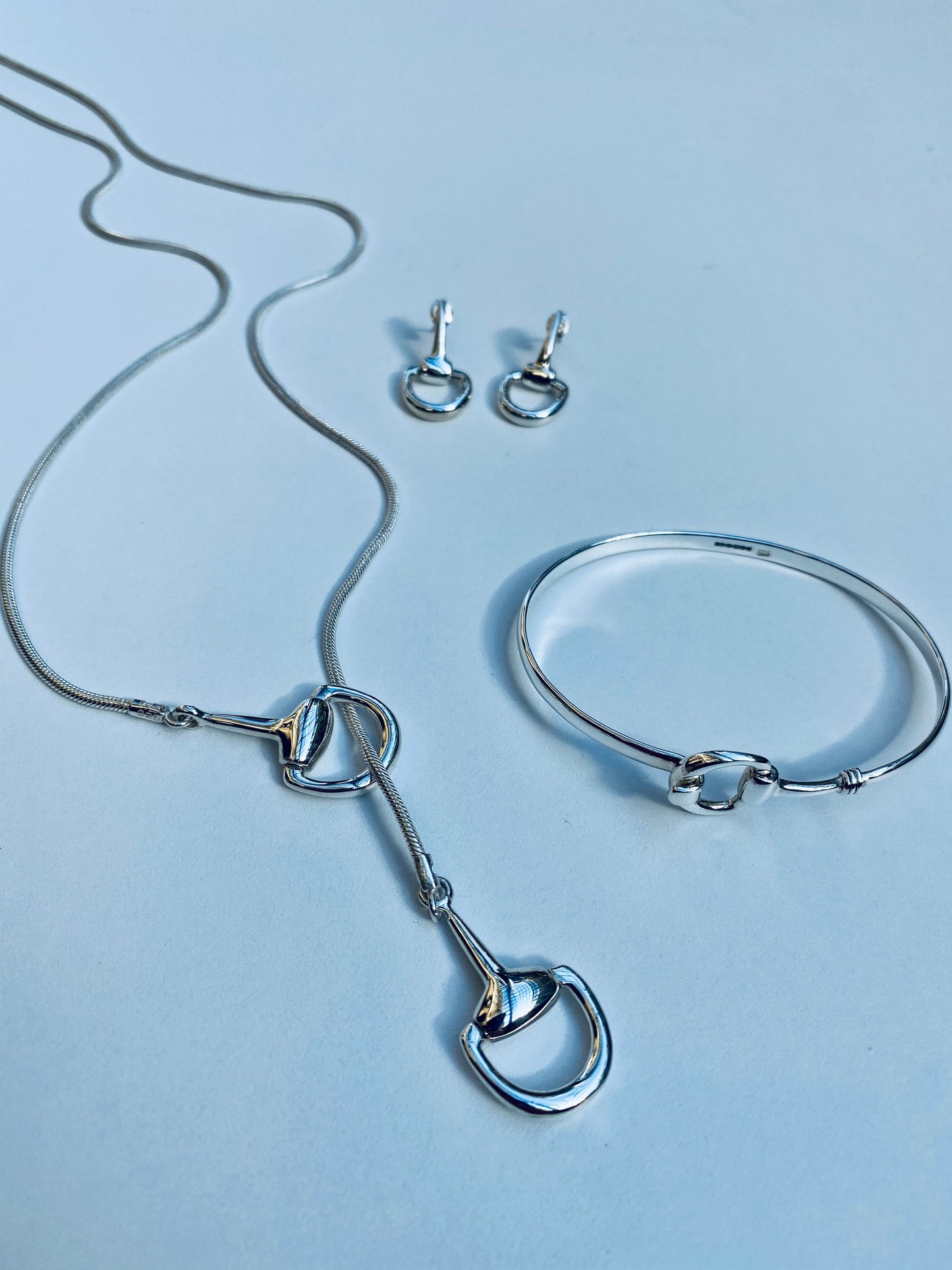 Snaffle Horse Bit Sterling Silver Jewellery Set