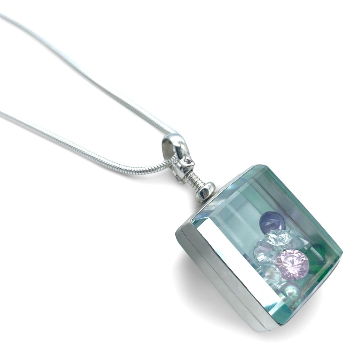 Rectangle Silver and Glass Deep Locket