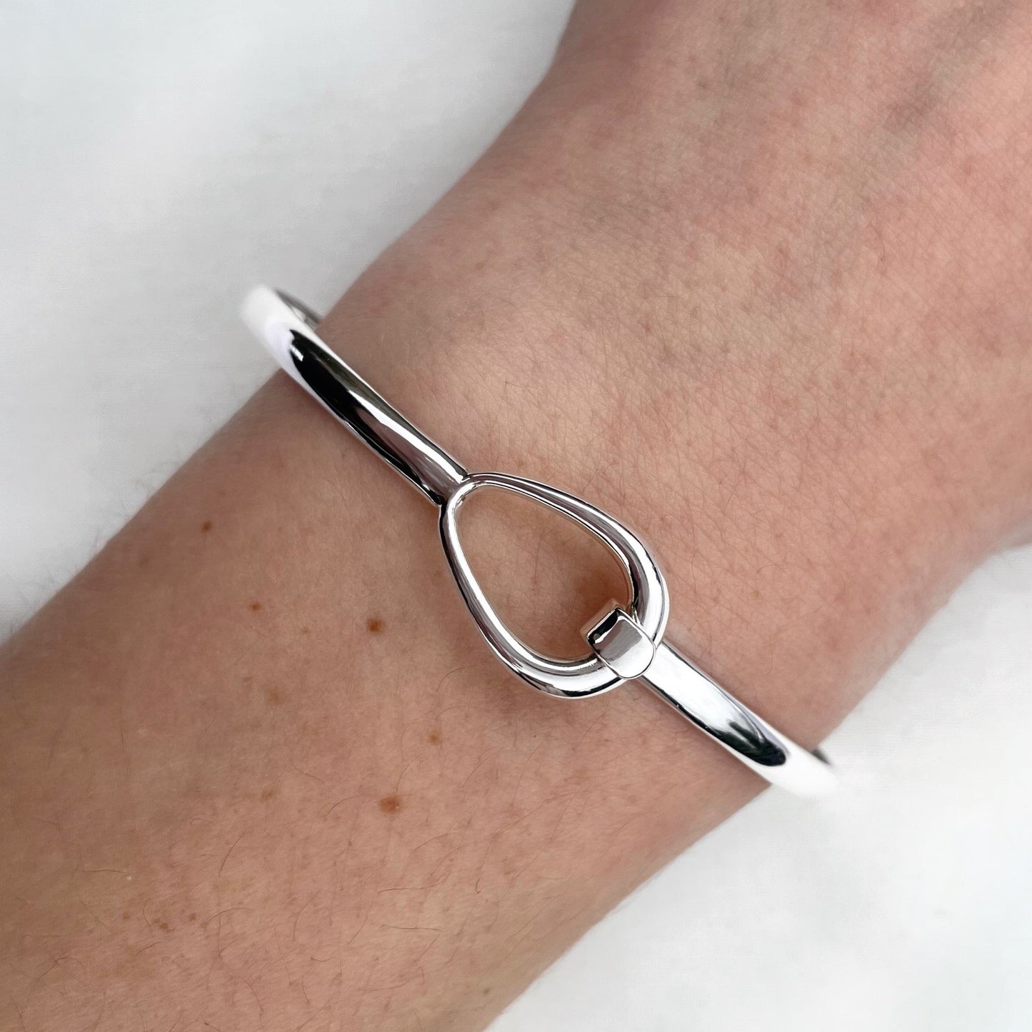 Teardrop Sterling Silver Bangle Petite Wrist